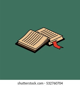 Open book with a bookmark Minimalistic Flat Line Color Stroke Icon Pictogram Illustration
