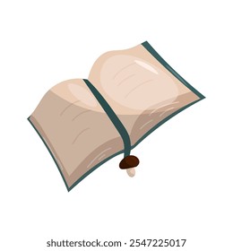 Open book with bookmark on white background. Vector illustration