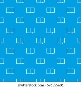 Open book with bookmark pattern repeat seamless in blue color for any design. Vector geometric illustration