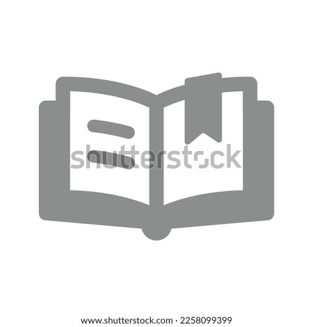 Open book with bookmark ribbon. Simple vector filled icon.