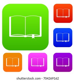 Open book with bookmark set icon in different colors isolated vector illustration. Premium collection