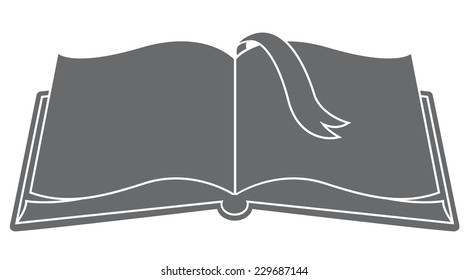Open book with bookmark silhouette vector