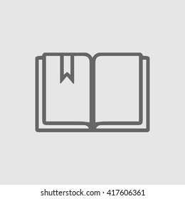 Open book with bookmark simple isolated sign symbol vector logo icon.