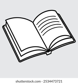 Open Book with Bookmark Vector Icon for Kids Fun Coloring Book Illustration.