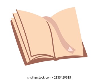 Abre un libro con un marcador. Ilustración vectorial en un estilo plano.