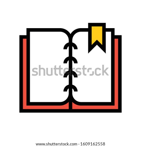 Open book with bookmark vector illustration, filled design icon