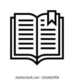 Open book with bookmark vector, line design icon