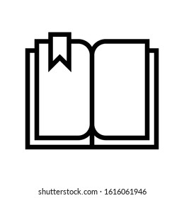 Open book with bookmark vector, line design icon