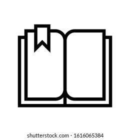 Open book with bookmark vector, line design icon