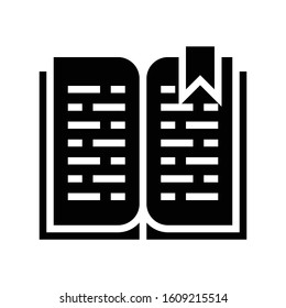 Open book with bookmark vector, solid design icon
