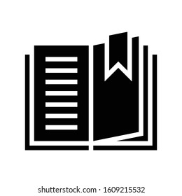 Open book with bookmark vector, solid design icon