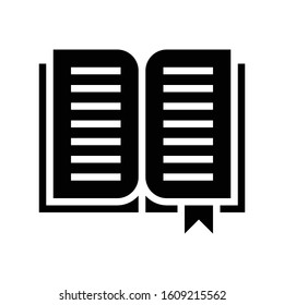 Open book with bookmark vector, solid design icon