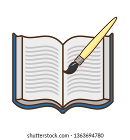 open book with brush isolated icon
