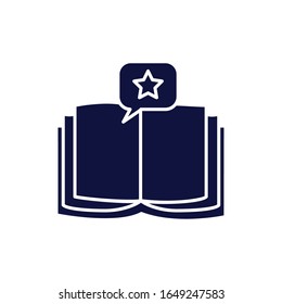 Diseño de icono de estilo libro abierto y silueta de burbuja, literatura educativa lectura biblioteca escuela de información universitaria aprendizaje y tema de texto Ilustración vectorial