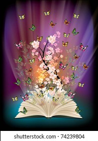 open book with butterflies flying from it