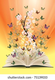open book with butterflies flying from it