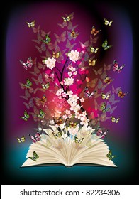 open book with butterflies flying from it