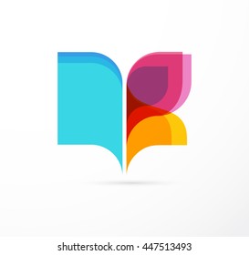 Open book and butterfly - colorful concept icon of education, creativity, learning