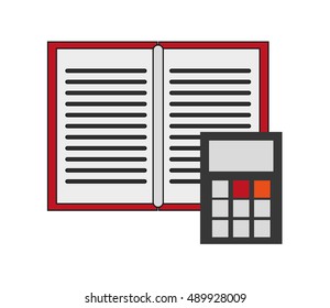 open book and calculator  icon 