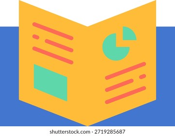 Libro abierto con gráficos e ilustración de datos