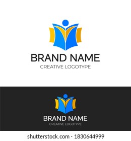 open book and child logo design modern and creative logotype vector template