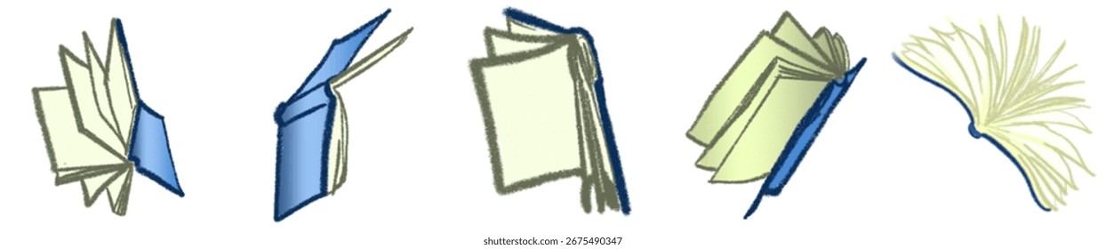Open Book Clipart Bundle - handgezeichnete Illustrierte Bücher für Bildungs-, Schul-, Lese- und Lernprojekte