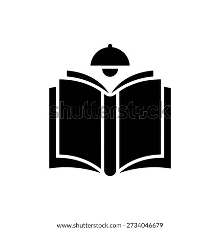 Open book with a cloche on top symbol education and discovery concept
