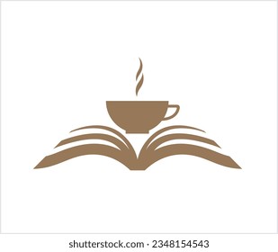 open book coffe mug logo vector symbol icon design illustration