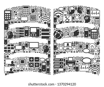 Open Book collage icon organized for bigdata and computing purposes. Vector open book mosaics are organized from computer, calculator, connections, wi-fi, network,