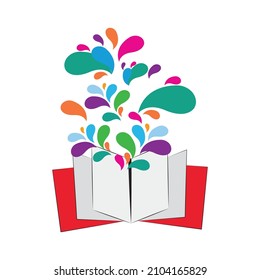 Abrir libro con diseño de vector de salpicadura de color