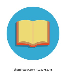 open book colored in blue badge icon. Element of school icon for mobile concept and web apps. Detailed open book icon can be used for web and mobile