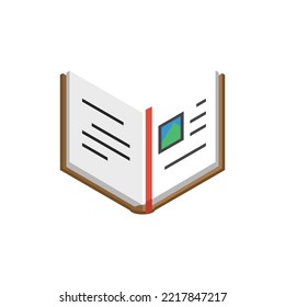 Open book colored isometric vector illustration