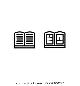 Open book and comic book icons set vector.