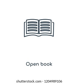 Open book concept line icon. Linear Open book concept outline symbol design. This simple element illustration can be used for web and mobile UI/UX.