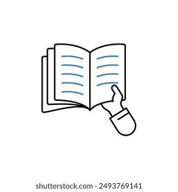 open book concept line icon. Simple element illustration. open book concept outline symbol design.