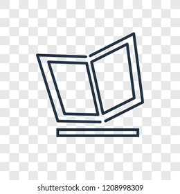 Open book concept vector linear icon isolated on transparent background, Open book concept transparency concept in outline style