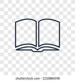 Open book concept vector linear icon isolated on transparent background, Open book concept transparency concept in outline style