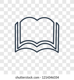 Open book concept vector linear icon isolated on transparent background, Open book concept transparency concept in outline style