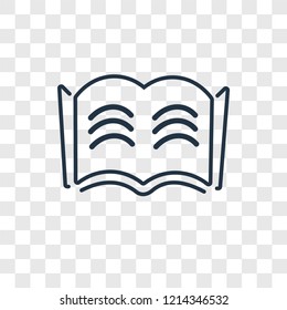 Open book concept vector linear icon isolated on transparent background, Open book concept transparency concept in outline style