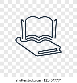 Open book concept vector linear icon isolated on transparent background, Open book concept transparency concept in outline style