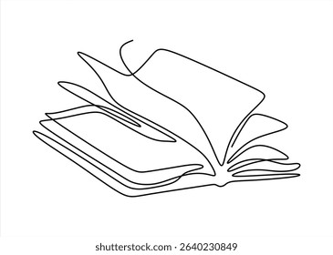 Open Book Continuous Line Drawing. Continuous Line. line icon-continuous line drawing. Editable stroke.
