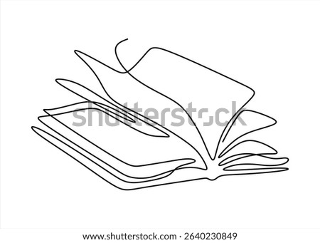 Open Book Continuous Line Drawing. Continuous Line. line icon-continuous line drawing. Editable stroke.
