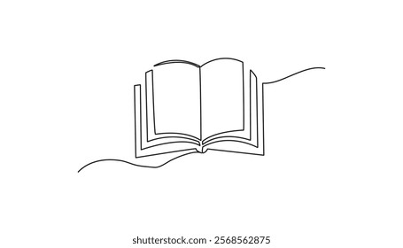 Open book continuous one line drawing