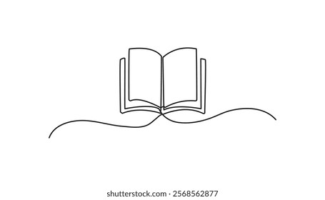 Open book continuous one line drawing