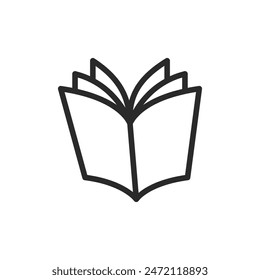 Open book with cover, linear style icon. Editable stroke width