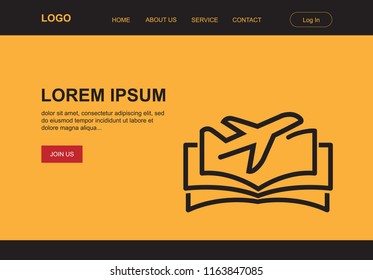 open book create airplane, minimalism illustrative landing page