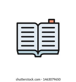 Open book, criminal code flat color icon.