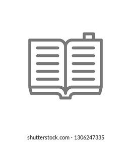 Open book, criminal code line icon.