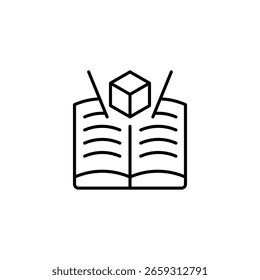 Open Book With Cube Symbolizing New Perspectives And Knowledge