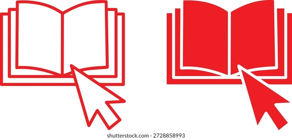 Open Book with Cursor Icon. Online Learning Icon”E-Book Access Symbol